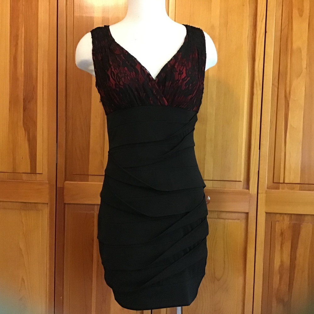 Ruby Rox Juniors Party Dress Black with Red Bodice Lining Vey Cute!